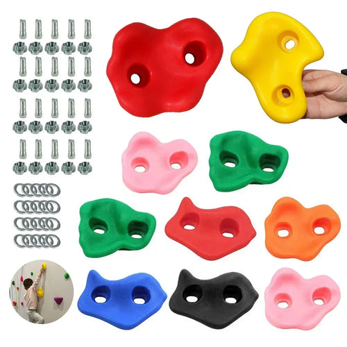 10pcs/set Rock Climbing Holds Wood Wall Kids Climbing Stones Toys Playground Game Hand Feet Hold Grip Kit Outdoor Games For Kids